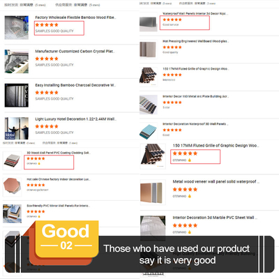 Kalite Yüksek yoğunluklu Minimalist Tarzı Bambu Ahşap Elyaf Finer PET Mermer Duvar Paneli Fabrika