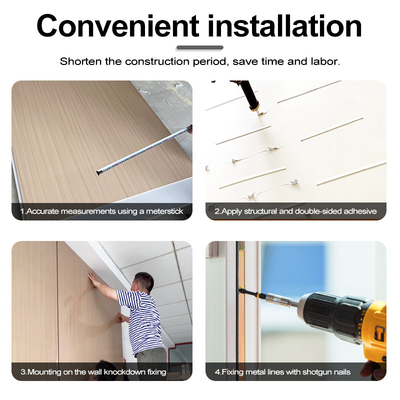 Kalite 5mm / 8mm İç Dekoratif PVC Mermer Yaprak Bambu Kömür Duvar Tahtası Fabrika
